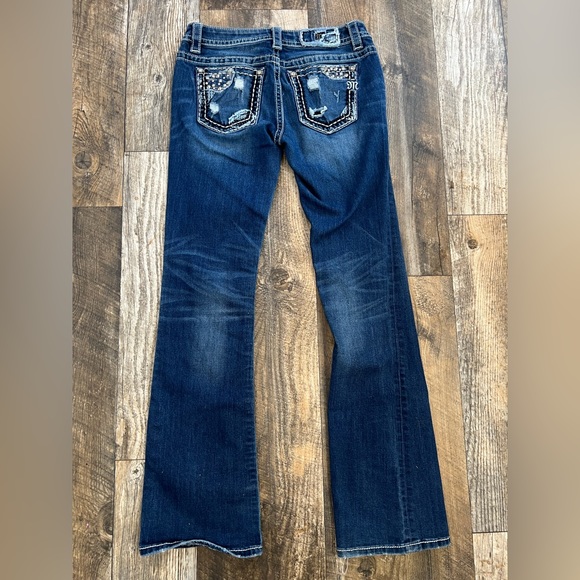 Miss Me Denim Jeans Womens Metal Stud Boot Cut Medium Dark JP7695B - Picture 8 of 9